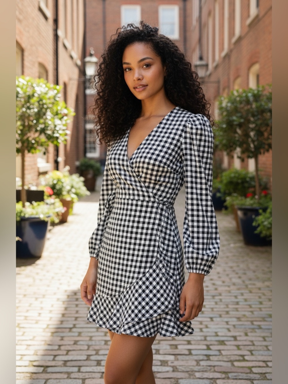 Vero Moda Checkered Black and White Dress